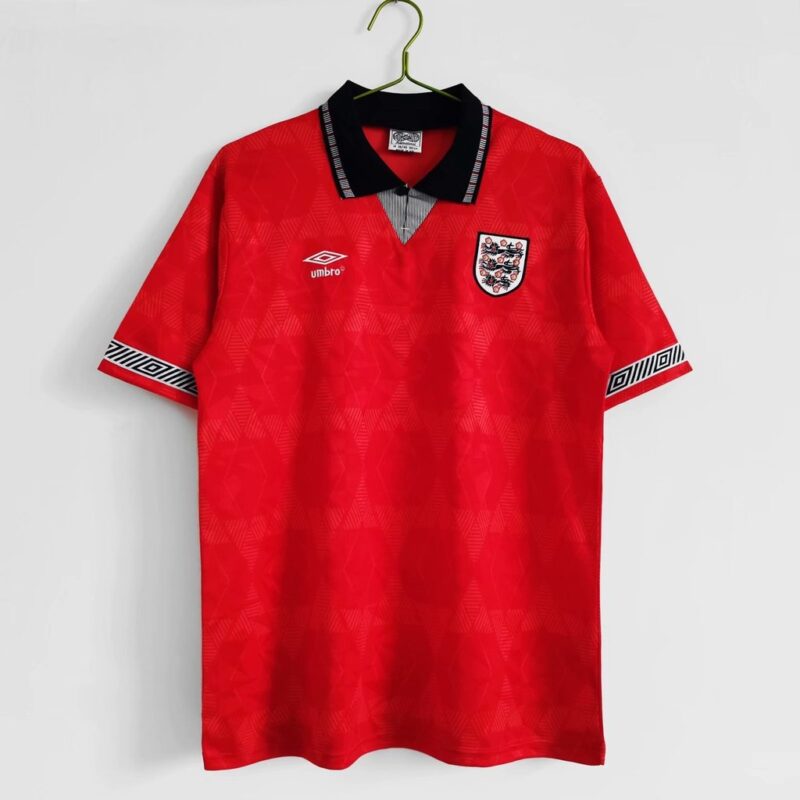 England 90 Retro Red Away Kit